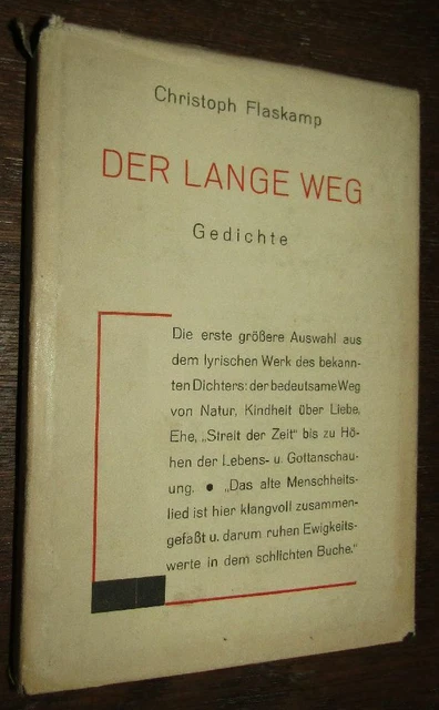 Christoph FLASKAMP (1880- 1950) Der lange Weg GEDICHTE 1933 Deutsche LYRIK