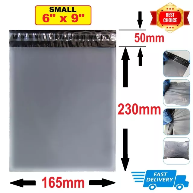 Grey Mailing Postage Bags Mixed Sizes Large Strong Poly Plastic Postal Self Seal 3