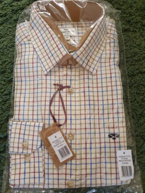 Hoggs Of Fife Inverness Cotton Tattersall Shirt Wine Mix Size Medium