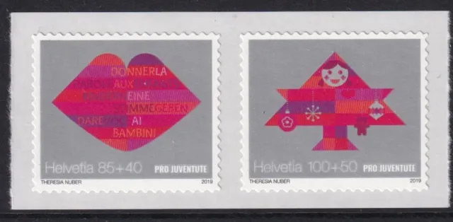 Switzerland 2019 Children's rights 2 MNH sticker stamps