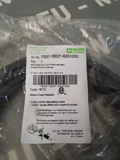 7000180216261000 - MURR ELEKTRONIK -  7000-18021-6261000 /Câble + connecteur NEW