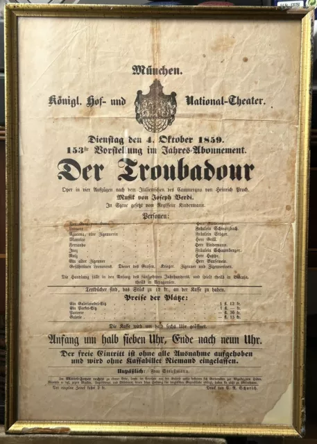 "TROUBADOUR" Musik v. J. Verdi im Königl. Hof- u. National-Theater München, 1859