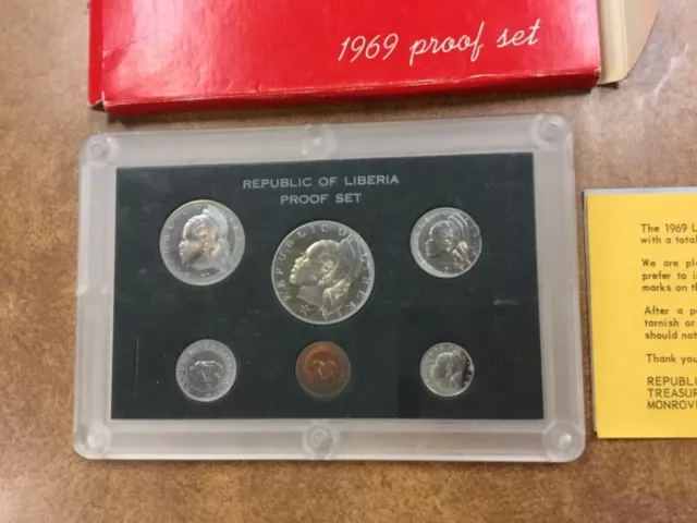 1969  Liberia Proof Set  red box , women, US mint made 3
