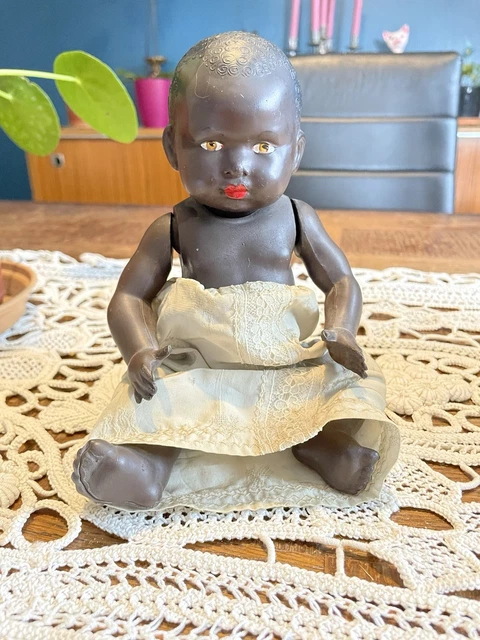 Poupon Petitcollin Ancien 20 Cm – Baigneur Noir, France, Excellent état