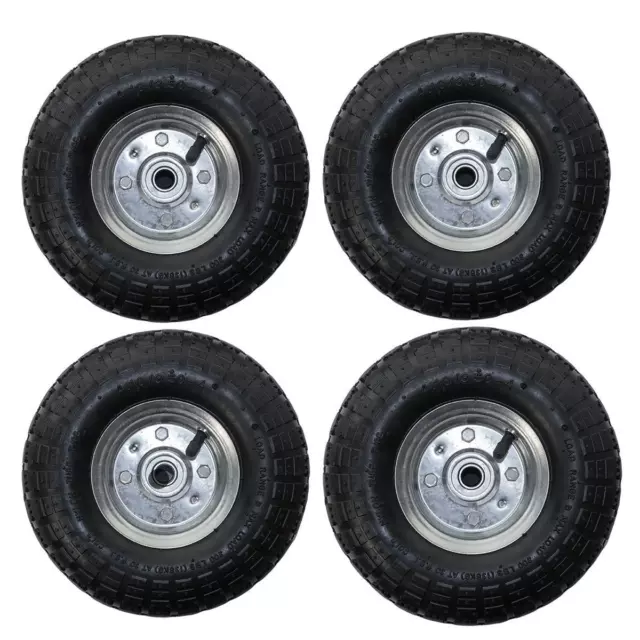 4 x 10" Pneumatic Sack Truck Trolley Wheel Barrow Tyre Tyres Wheels 4.10/3.5-4.0