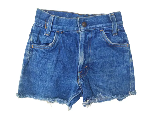 Childrens Levi Denim Vintage Shorts Hotpants Zip Fly Mid Waist Cut-Off Jeans W20