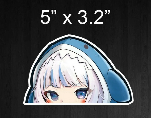 GAWR GURA PEEKER Hololive Waifu Senpai Anime Car Bumper Vinyl Sticker