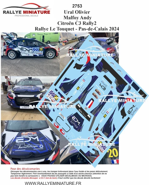 Planche De Décalcomanies 1/43 – Citroën C3 Giroux – Rallye Le Touquet 2022