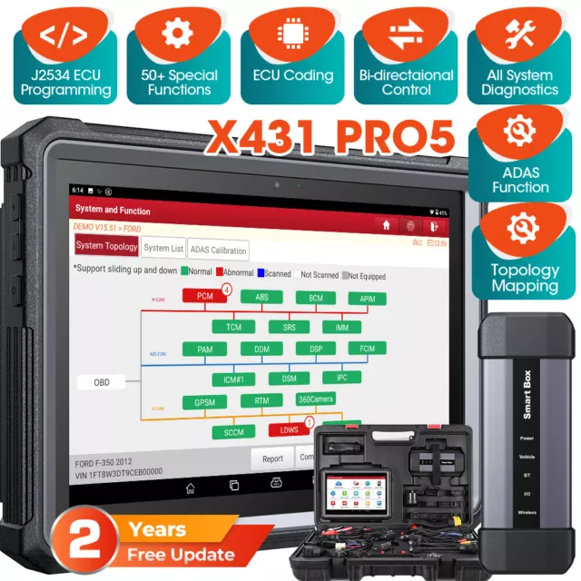 2024 LAUNCH X431 PRO 5 PAD V Outil Diagnostic OBD J2534 Programmation ECU Codage