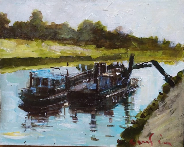 Huile sur carton toilé 30 Cm X 24 Cm signée Cousin. KFC de