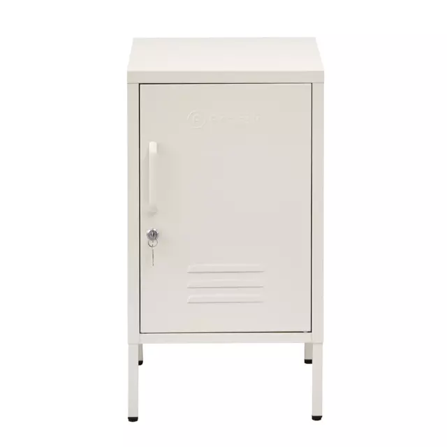 ArtissIn Metal Locker Storage Shelf Filing Cabinet Cupboard Bedside Table White