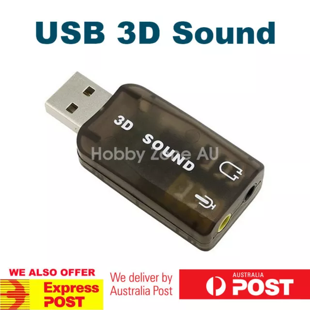 USB 2.0 to 3D AUDIO SOUND CARD EXTERNAL ADAPTER VIRTUAL 5.1 CH MIC Headphone