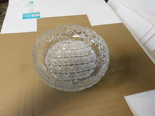American Cut Glass Bowl in Acorn Pattern,  with chip rare bowl
