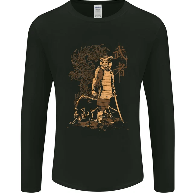 Dragon Warrior Lupo Dragon Mma Samurai da Uomo Manica Lunga T-Shirt