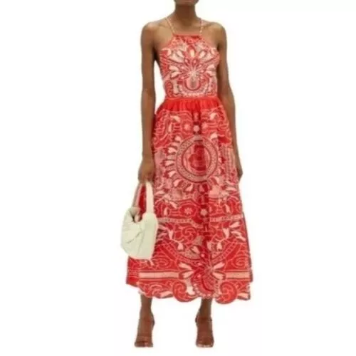 RED VALENTINO EMBROIDERED FLARED MAXI/Midi DRESS SIZE XS/S US 40 IT NEW