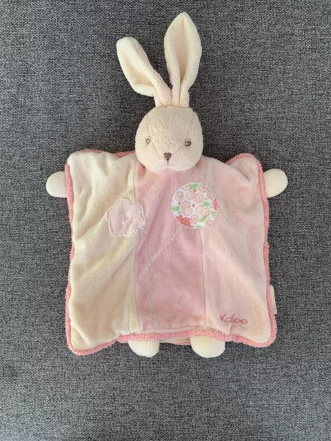 Doudou kaloo plat marionnette rose Lapin Fleurs