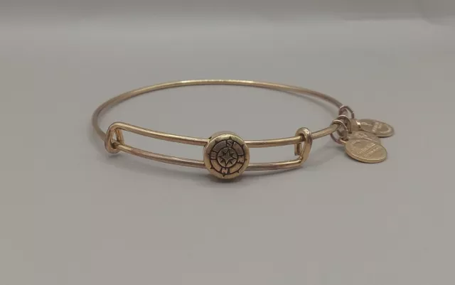 Alex and Ani 2014 "Compass" Bangle Charm Bracelet Gold Tone #320