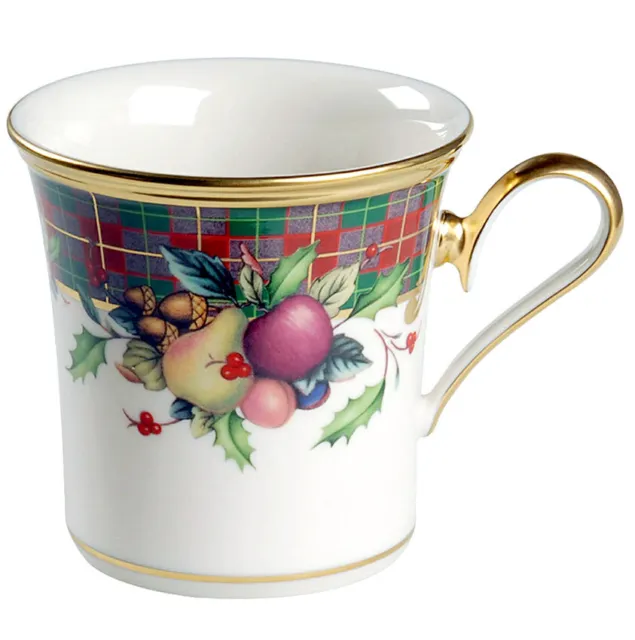 Lenox Holiday Tartan Accent Coffee Mug Gold Banded 1st Quality New