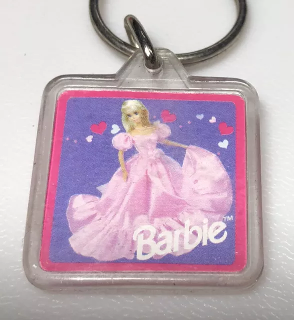 1997 Mattel Barbie Doll Dress Love Hearts Purple Pink Keychain Key Ring Chain