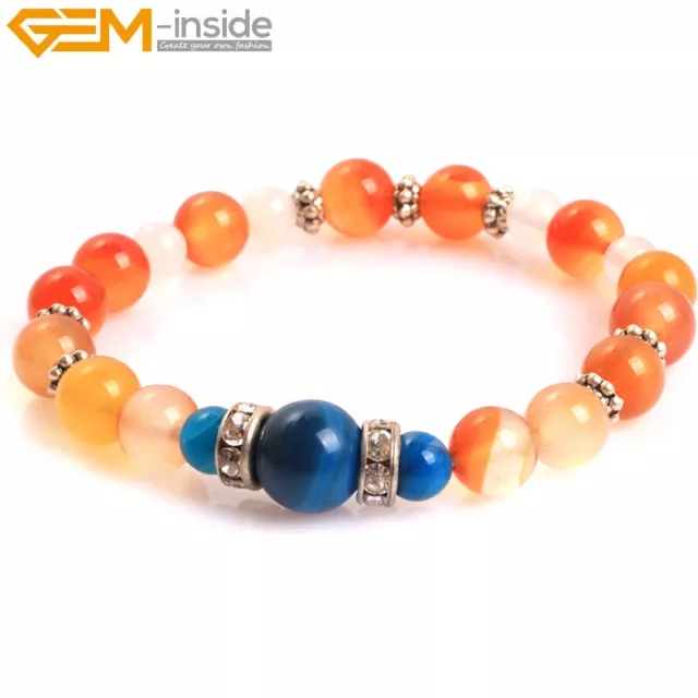 Red Carnelian Agate Mala Prayer Rosary Charms Stretchy Bracelet Jewelry Xmas 7"