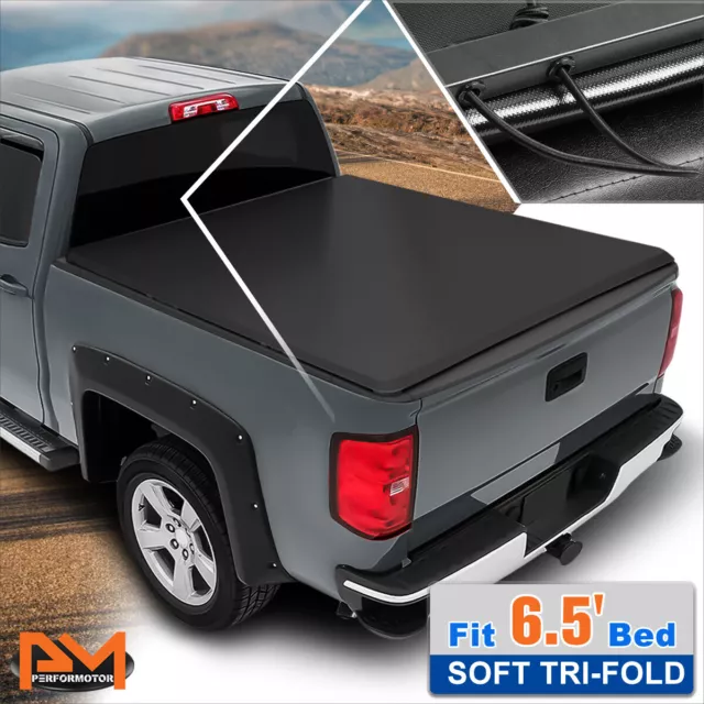 Vinyl Soft Top Tri-Fold Tonneau Cover for 15-20 Ford F150 Fleetside 6.5 Feet Bed