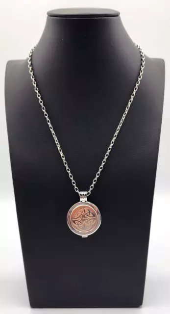 Solvar Eternal Love Tara Irish Coin Celtic Pendant Rhodium Plated Necklace