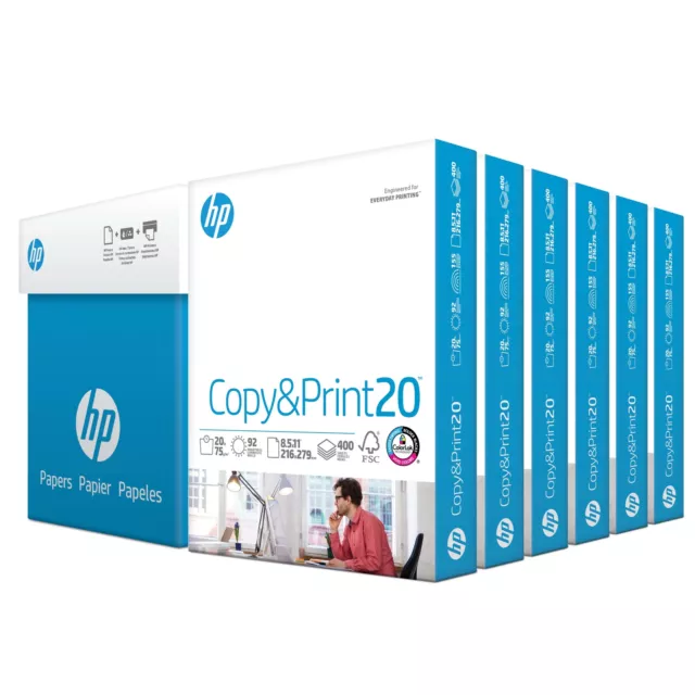HP Copy & Print - 20 lb., 8.5 x 11, 4000 Sheets, White, 8 Ream