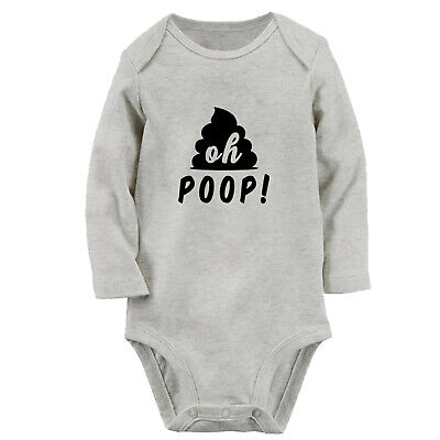 Oh Poop! Funny Print Baby Bodysuits Newborn Romper Infant Jumpsuits Long Outfits