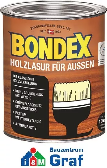 Bondex Lasure Bois pour Extérieur 0,75l / Différentes Couleurs / #873