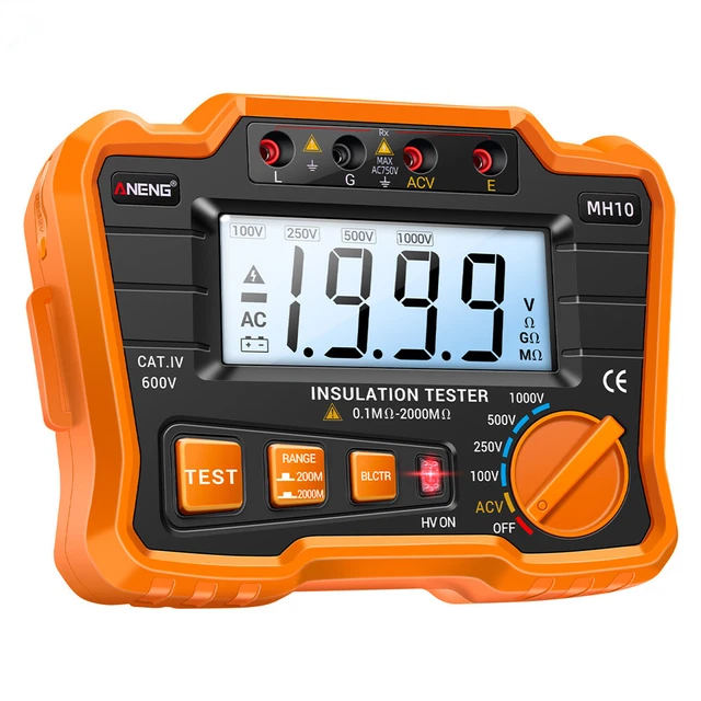 Megohmmetro digitale resistenza 100-1000 V, tester tensione di terra isolamento terra
