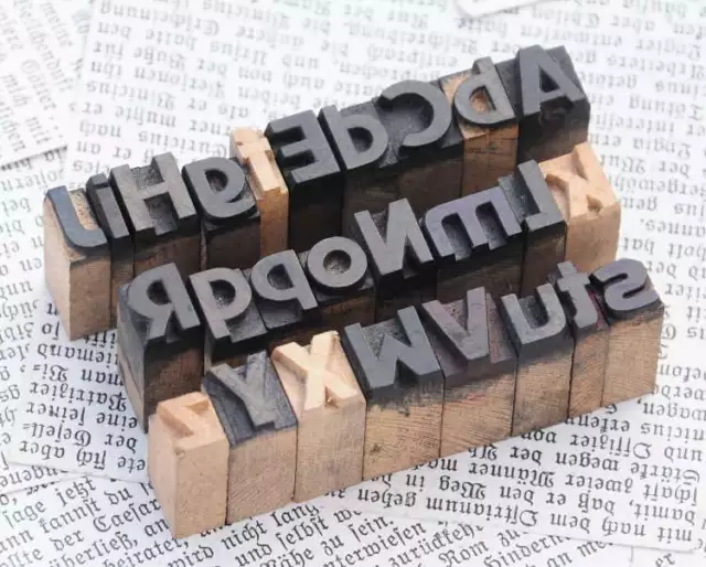 A-Z  Mix 11mm Alphabet Holzlettern Plakatschrift Lettern Buchstaben wood type