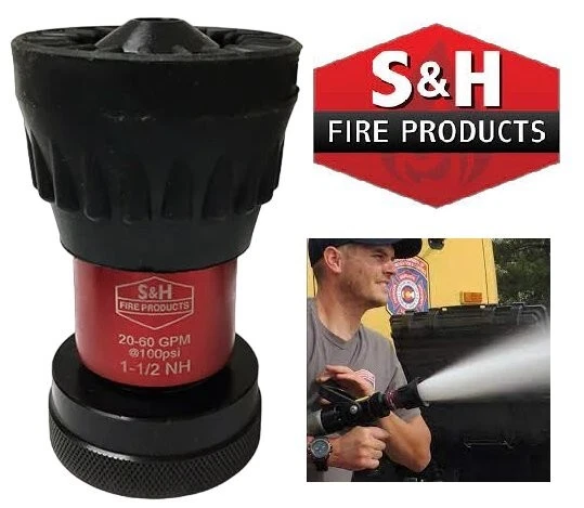 S&H Fire Products Dual Range Nozzle - 1.5" Nh, 20-60 Gpm 100 Psi
