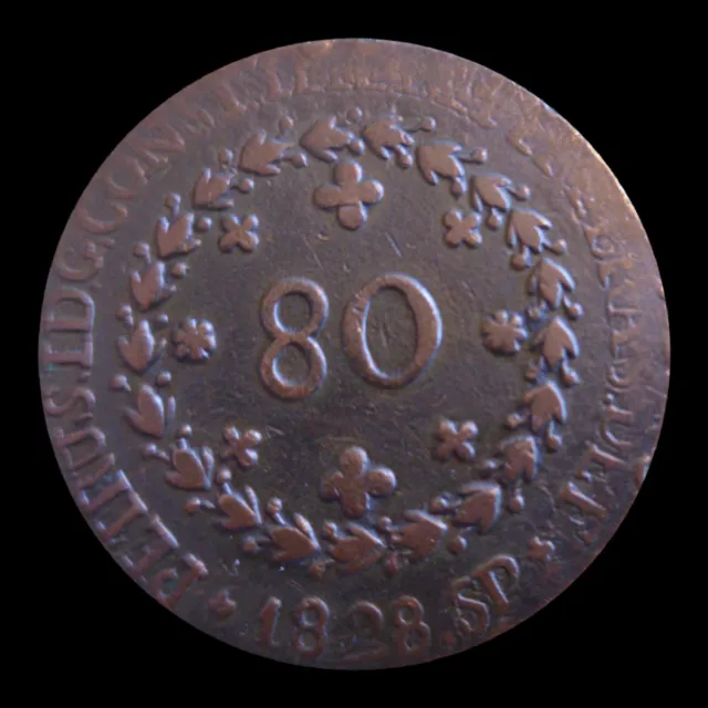 1828 Sao Paulo Brazil 80 Reis - Rare