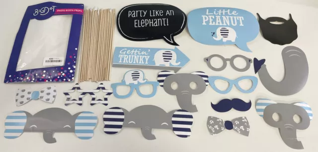 Big Dot of Happiness Blue Elephant Boy Baby Shower or Birthday Party Photo Boo