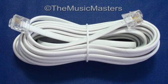 White 15' ft Telephone Modular Line Cord Phone Cable Extension Wire RJ11 VWLTW