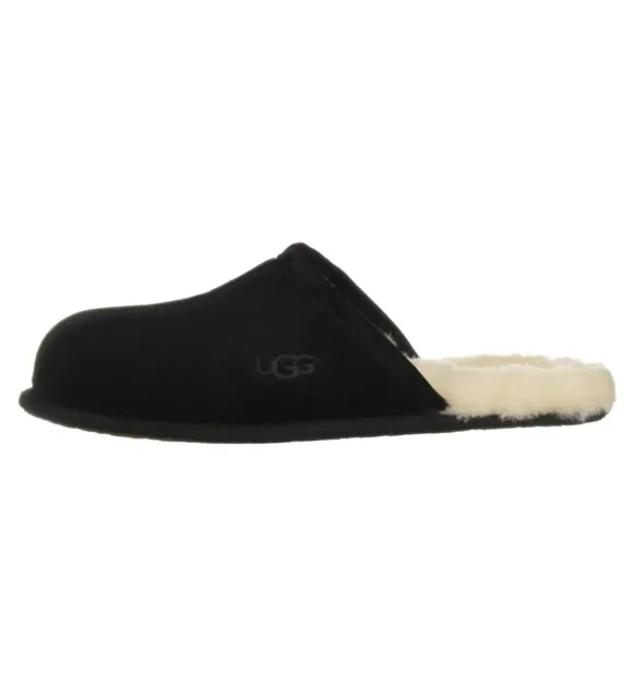 Ugg Scuff Black Slipper Mens Slip On Suede Sheepskin Size Us 8/Uk 7