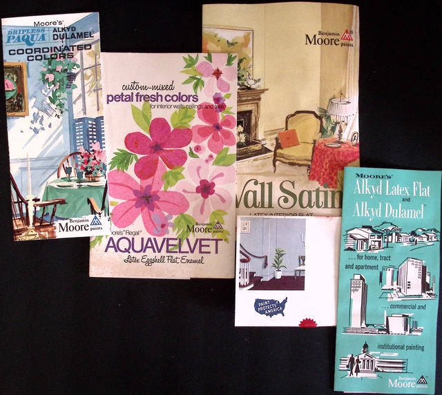 MID CENTURY PAINT Color Charts Benjamin Moore Aquavelvet Lot Of5 MID CENTURY PAINT Color Charts Benjamin Moore Aquavelvet Lot Of5