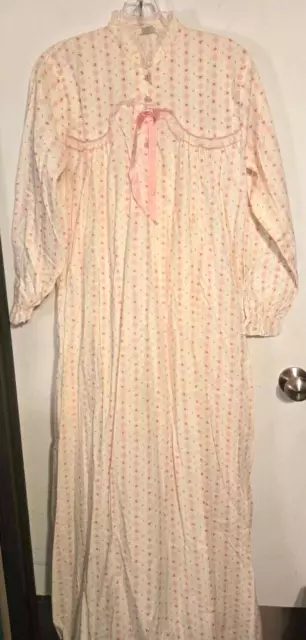 Vintage Calico Flannel Nightgown Long Cotton JC Penney SZ 34 NWOT