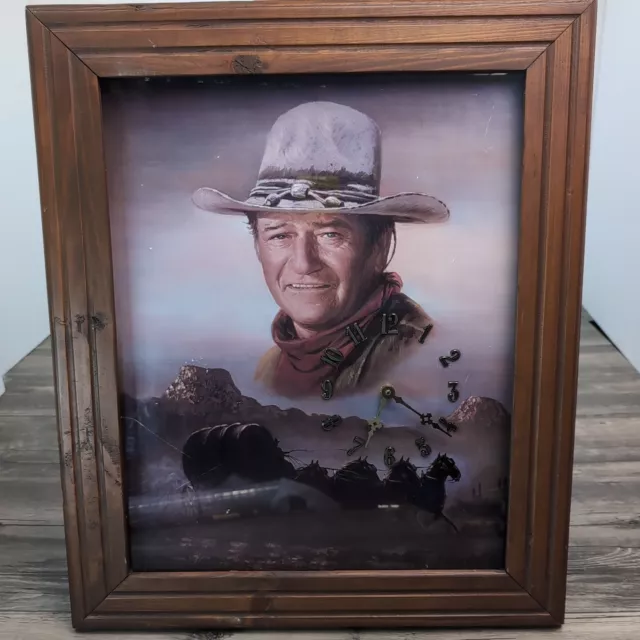 John Wayne Monument Valley Peter Shinn Oil Painting Stagecoach Western Clock