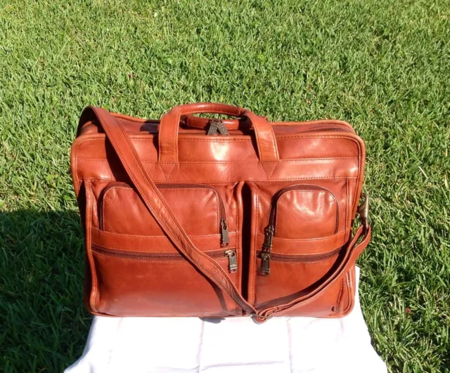 Ultra Rare Vintage Brown TUMI Alpha  Leather Expandable Briefcase Laptop Bag