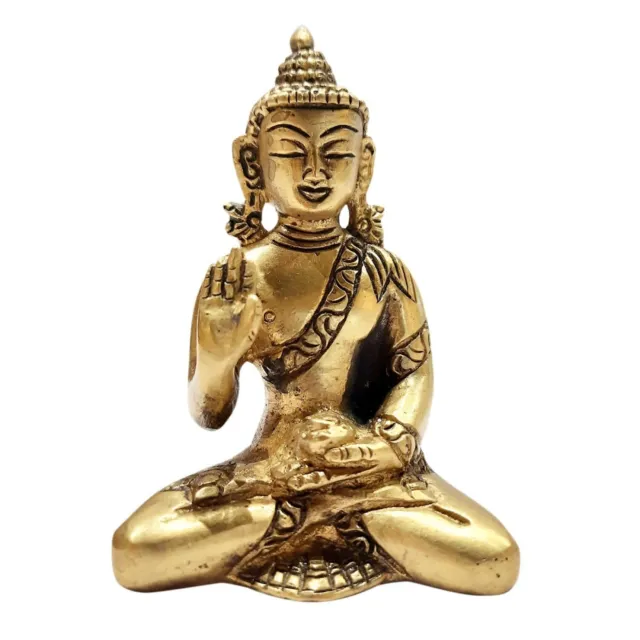 Vintage Style Brass Blessing Buddha Rare Showpiece Statue For Home Temple Decor