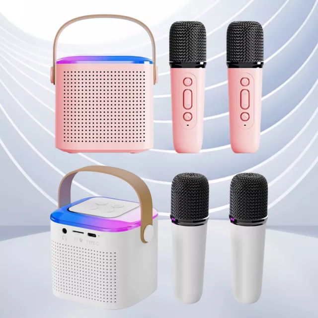 Mini Karaoke Anlage Maschine Mit 1/2 Mikrofon Bluetooth Boxen Lautsprecher Party