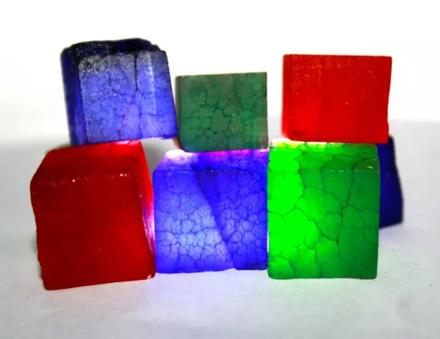 Looking Nice Sapphire,Ruby & Emerald 850Ct Cube Rough Lot Certified Gemstone YSG