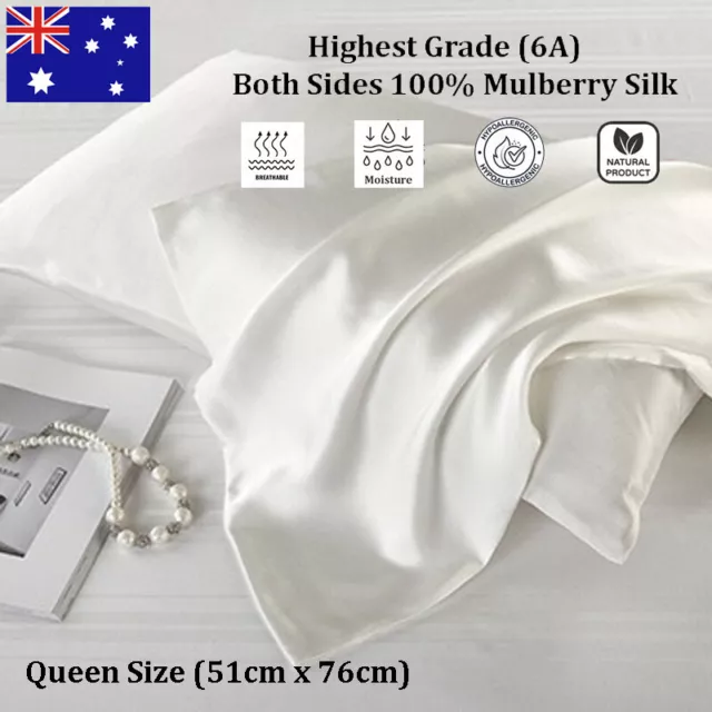 100% Both Sides Mulberry Genuine Grade 6A Silk Slip Pillowcase Luxury Xmas Gifts