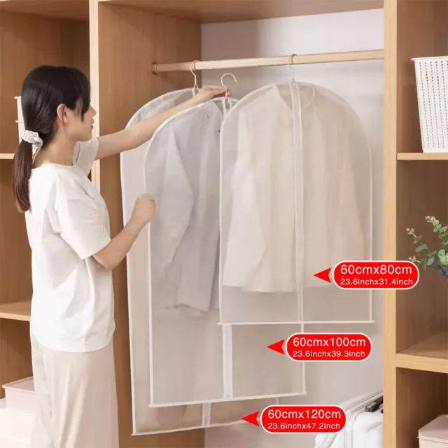 5 Pcs Clothes Hanging Dust Suit Dress Coat Storage Protective Cover Garment bag