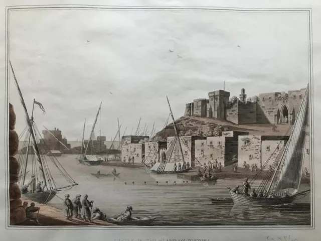 1810 Antique Print; Castle in the Island of Tortosa / Tartus after Luigi Mayer