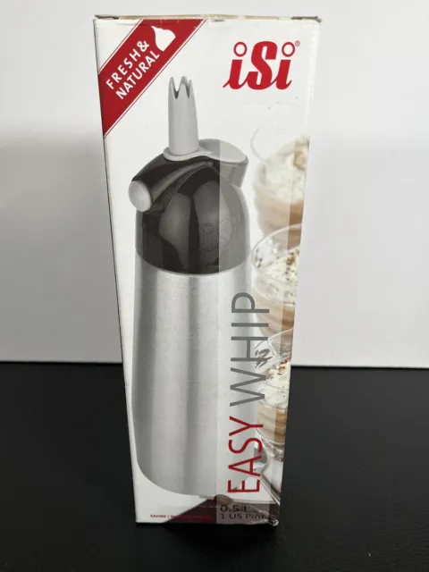 NEW! iSi Easy Whip Whipped Cream Maker Dispenser 1 US Pint Silver Bottle