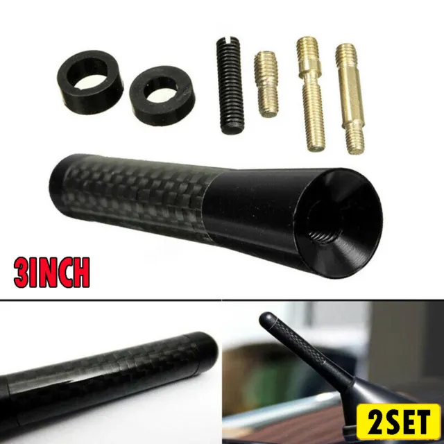 2Set 3" CAR BEE-STING STUBBY SHORT CARBON FIBRE AERIAL ARIEL ARIAL MAST ANTENNA