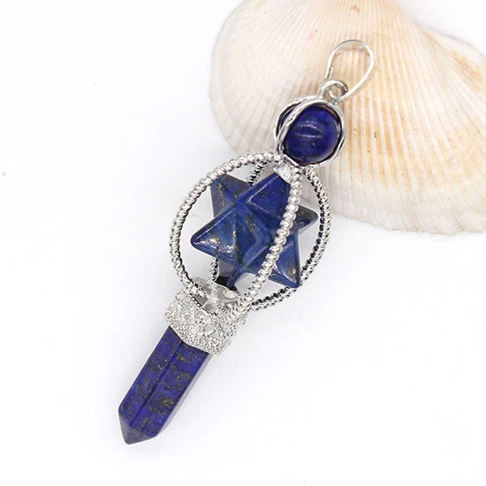 Natural Amethyst Quartz Crystal Chakra Pendulum Merkaba Reiki Healing Pendant