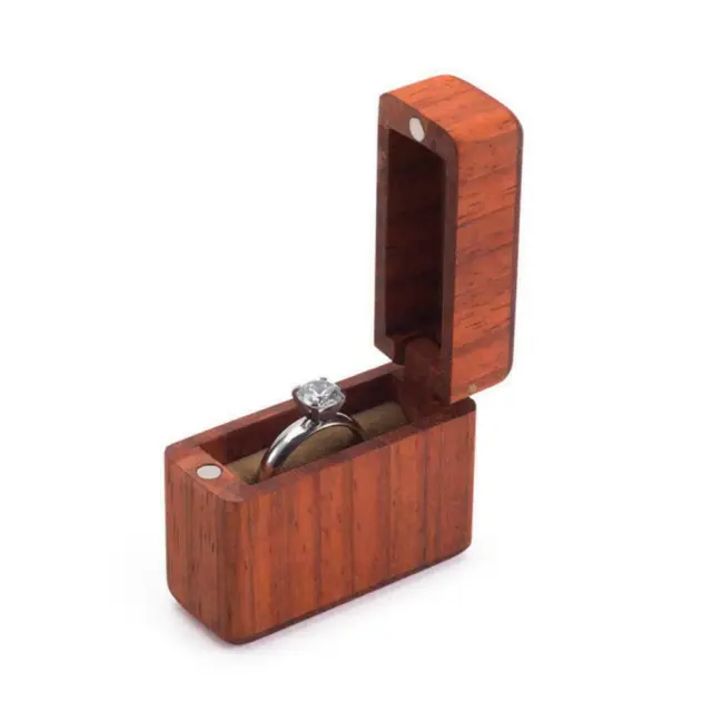 Rosewood/Walnut Wood Proposal Ring Box Portable Ring For Engagement Holders